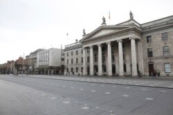 A deserted O'Connell street outside the GPO in Dublin city center, March 17, 2020. The St Patrick's Day parades across Ireland were cancelled due to the outbreak of COVID-19 virus.