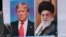 FILE - A huge screen shows U.S. President Donald Trump, left, and Iranian Supreme Leader Ayatollah Ali Khamenei in Tokyo, Jan. 8, 2020. Trump has revived his "maximum pressure" on Iran policy from his first term, but with significant changes.