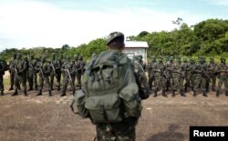 Brazilian Army soldiers are seen at the border with Colombia during a training to show efforts to step up security along borders, in Vila Bittencourt, Amazon State, Brazil, Jan. 18, 2017.