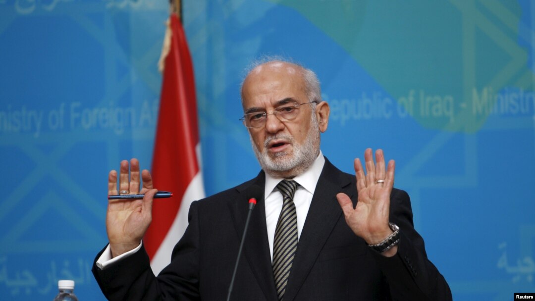 Menteri Luar Negeri Irak Ibrahim al-Jaafari dalam konferensi pers di Baghdad. (Foto: Dok)