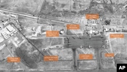 Satellite image of El Obeid air base in Sudan's North Kordofan State, showing build-up of military aircraft.