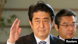 FILE - Japan's Prime Minister Shinzo Abe is seen at his official residence in Tokyo.