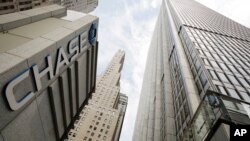 El banco JPMorgan Chase tiene su sede en el centro financiero de la ciudad de Nueva York.