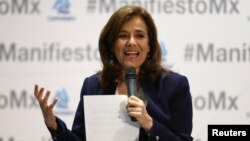 Independent presidential candidate Margarita Zavala delivers a speech during an event organised by Mexican Employers' Confederation (COPARMEX), in Mexico City, Mexico, May 16, 2018. 