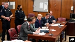 Former President Donald Trump appears in court for his arraignment April 4, 2023, in New York. Trump was arraigned on criminal charges stemming from a hush money payment to a porn actor during his 2016 campaign. (AP Photo/Seth Wenig, Pool)