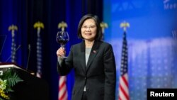 Taiwanese President Tsai Ing-wen attends an event with members of the Taiwanese community, in Los Angeles