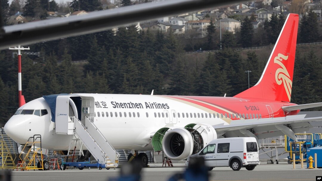 A brand-new Shenzhen Airlines Boeing 737 Max 8 airplane sits parked at Boeing Field, March 14, 2019, in Seattle. The fatal crash Sunday of a 737 Max 8 operated by Ethiopian Airlines was the second fatal flight for the model in less than six months.