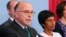 French Prime Minister Bernard Cazeneuve (L), flanked by Ericka Bareigts (R) Minister for France's overseas territories, makes a statement after a meeting on protests in the overseas French department of Guiana, in Paris, France, April 3, 2017.