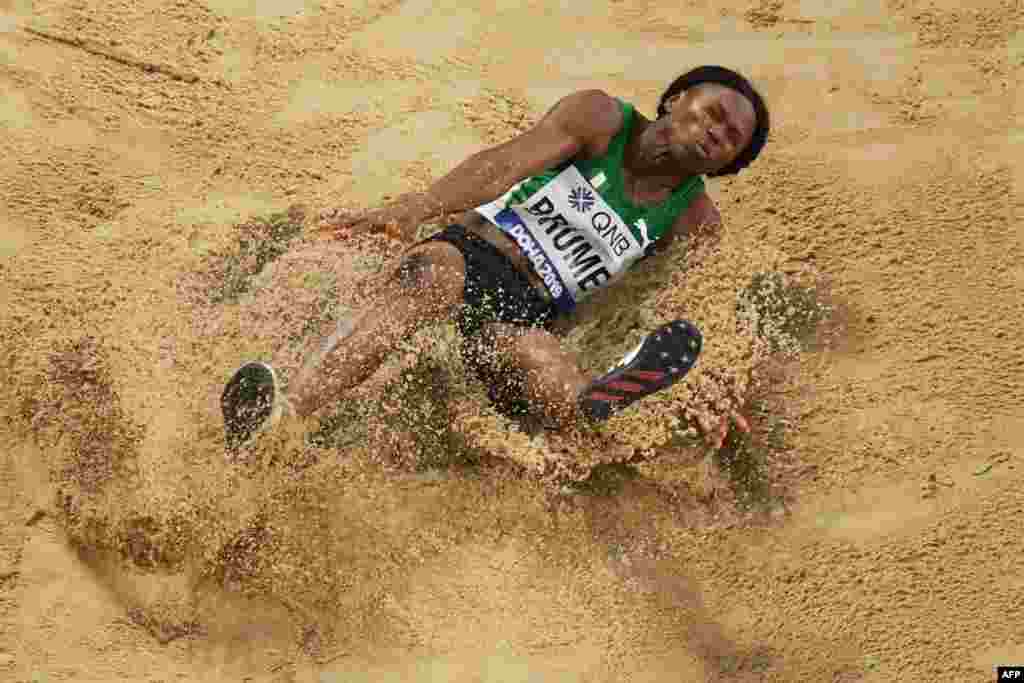 Nigeria&#39;s Ese Brume competes in the Women&#39;s Long Jump final at the 2019 IAAF Athletics World Championships at the Khalifa International stadium in Doha, Qatar.
