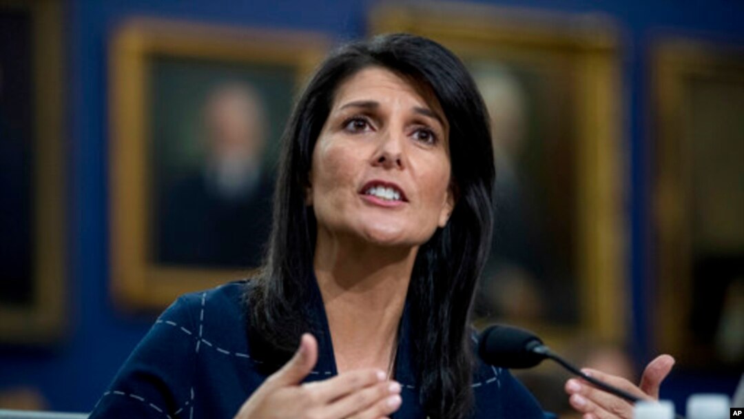 Nikki Haley, safiirka Mareykanka ee QM 