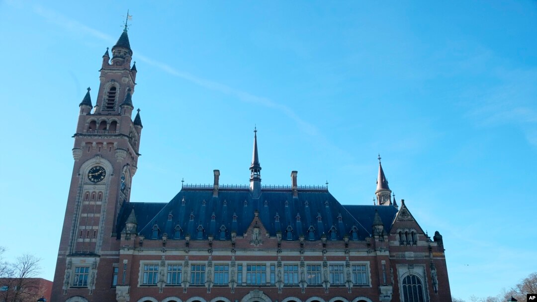 FILE - The Peace Palace, home of the International Court of Justice, in the Hague, Netherlands, Feb. 25, 2019.