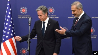 U.S. Secretary of State Anthony Blinken, left, and Turkish Foreign Minister Hakan Fidan on Friday, Dec. 13, 2024.