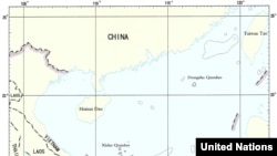 Bản đồ của Trung Quốc về đường lữoi bò 9 đoạn mà nước này tuyên bố chủ quyền trên biển Đông.