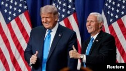 Donald Trump e Mike Pence na convenção republicana