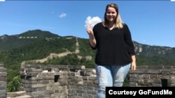Alyssa Petersen is seen in China in this undated photo from her family's GoFundMe page.