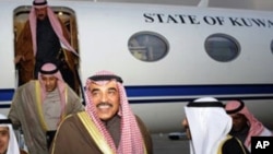 Kuwait Foreign Affairs Minister Sabah Al-Khalid Al-Hamad Al-Sabah, arrives in Tunis, on February 23, 2012, to participate in the conference dedicated to the crisis in Syria.