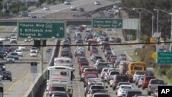 FILE - Traffic backs up on U.S. Highway 101 in Mill Valley, California, May 26, 2011. 