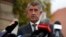 FILE - Leader of ANO political movement Andrej Babis addresses the media at Lany Castle following the Czech Republic's parliamentary elections, in Lany, Czech Republic, Oct. 23, 2017.