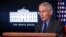 FILE - Dr. Anthony Fauci, director of the National Institute of Allergy and Infectious Diseases, speaks about the coronavirus in the James Brady Press Briefing Room at the White House, Monday, April 13, 2020, in Washington. 