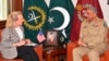 Alice Wells, U.S. deputy assistant secretary of state, meets with Pakistani army chief Gen. Qamar Javed Bajwa to discuss how to ensure peace in Afghanistan following a recent cease-fire between the Taliban and Kabul, in Rawalpindi, Pakistan, July 3, 2018.