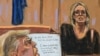 FILE — Stormy Daniels is questioned by prosecutor Susan Hoffinger during Donald Trump's criminal trial on charges that he falsified business records to conceal money paid to silence her in 2016, in Manhattan state court in New York City, May 7, 2024 in this courtroom sketch.