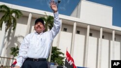 Le président nicaraguayen Daniel Ortega à la place Jean Paul II pour célébrer le 39e anniversaire de la révolution sandiniste, à Managua, le 19 juillet 2018.