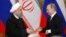 Владимир Путин и Хасан Роухани во время совместной пресс-конференции в Кремле. Москва, Россия, 28 марта 2017 года.
