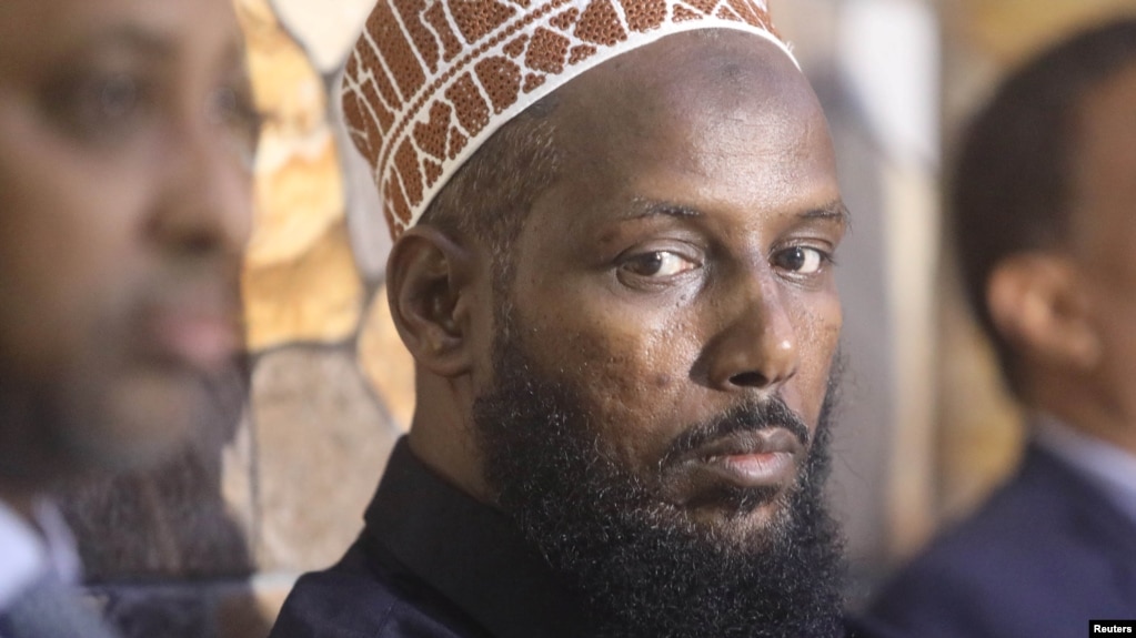 FILE - Former al Shabaab leader Mukhtar Robow attends a news conference in Baidoa, Somalia, Nov. 4, 2018. 