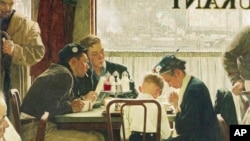The popular Norman Rockwell masterpiece "Saying Grace," sold at auction at Sotheby's in New York for $46 million, Dec. 4, 2013.