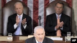 Israeli Prime Minister Benjamin Netanyahu addresses a joint meeting of Congress on Capitol Hill in Washington, May 24, 2011