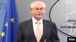 Presiden Uni Eropa Herman van Rompuy menolak cara-cara militer untuk menyelesaikan konflik di Suriah (foto: dok). 