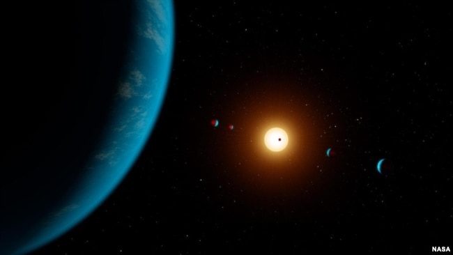 This illustration shows the seven-member TRAPPIST-1 planetary system as the planets might look as viewed from Earth using a fictional, incredibly powerful telescope. (Image credit: NASA/JPL-Caltech/R. Hurt (IPAC))