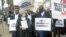 Lawyers take part in a protest outside the Constitutional Court after they presented a petition to the country’s chief justice Luke Malaba’s office in Harare, Zimbabwe, Jan. 29, 2019.