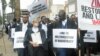 Lawyers are seen outside the Constitutional Court after they presented a petition to the country’s chief justice Luke Malaba’s office in Harare, Zimbabwe, Jan. 29, 2019.