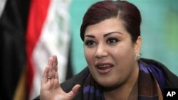 Iraqi MP Safiya al-Suhail is among the women lawmakers protesting the lack of female representation in the government formed earlier this week, Baghdad, 23 Dec 2010