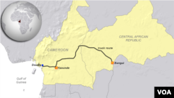 Douala, Cameroon to Bangui, CAR, truck route