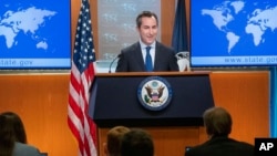 FILE — U.S. State Department spokesperson Matthew Miller speaks to reporters during a news briefing at the State Department on July 18, 2023, in Washington.