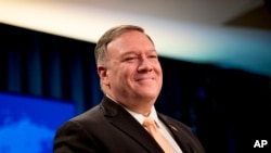 El secretario de Estado, Mike Pompeo, durante la conferencia de prensa del 31 de marzo de 2020 donde anuncio la nueva propuesta para Venezuela.