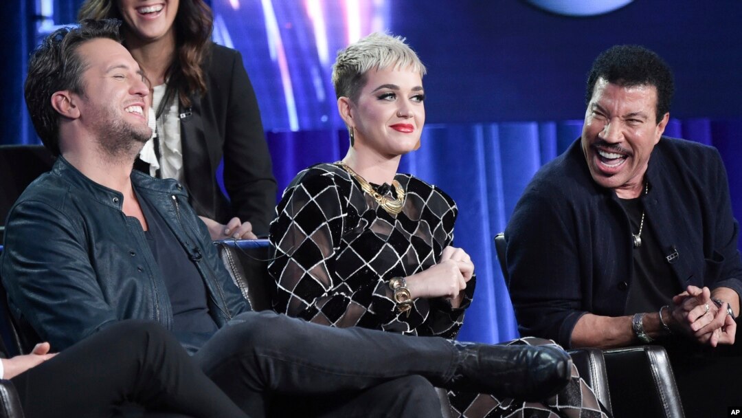 Luke Bryan, de izquierda a derecha, Katy Perry y Lionel Richie participan en el panel de 'American Idol' durante la gira de prensa de Disney / ABC Television Critics Association el lunes 8 de enero de 2018 en Pasadena, California. Foto de Richard Shotwell.