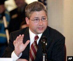 Rep. Patrick McHenry, R-NC, speaks during an immigration hearing in Gastonia, North Carolina, Aug. 25, 2006.