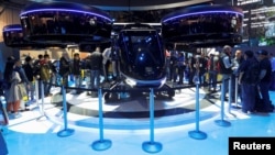 The Bell Nexus, a vertical take-off and landing (VTOL) aircraft is displayed during the 2019 CES in Las Vegas, Nevada, Jan. 8, 2019. 
