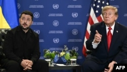 Президент США Дональд Трамп та президент України Володимир Зеленський під час зустрічі на Генасамблеї ООН у Нью-Йорку 22 вересня 2026. Фото: Brendan SMIALOWSKI / AFP