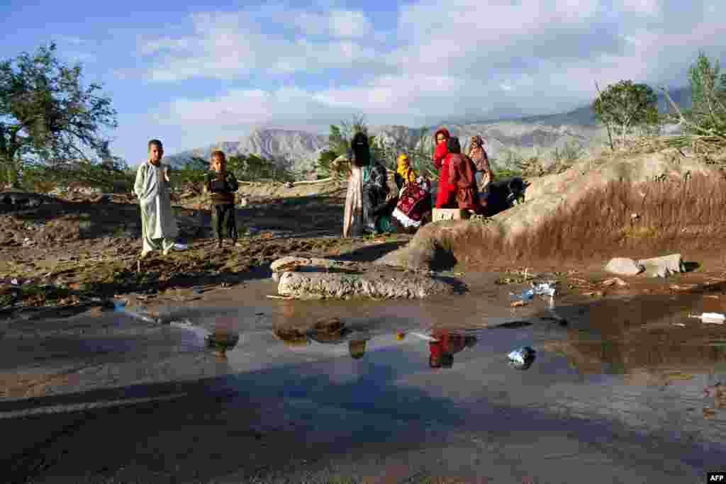 یک روستای سیلاب&zwnj;زده در ولسوالی برکه، ولایت بغلان