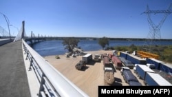 Vue générale du pont Kazungula nouvellement construit sur le fleuve Zambèze à Kazungula, Botswana, le 10 mai 2021.