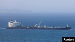 FILE PHOTO: Crude tanker ODESSA carrying UAE crude after passing through the Strait of Hormuz