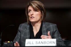FBI Assistant Director of the Counterterrorism Division Jill Sanborn speaks during a Senate Committee on Homeland Security and Governmental Affairs and Senate Committee on Rules and Administration joint hearing, March 3, 2021.