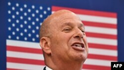 FILE - Gordon Sondland, the U.S. Ambassador to the European Union, addresses the media during a press conference at the U.S. Embassy to Romania in Bucharest, Sept. 5, 2019.