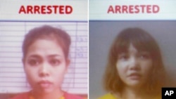  지난 2017년 2월 말레이시아에서 김정남 암살 혐의로 체포된 인도네시아 국적 시티 아이샤(왼쪽)와 베트남 국적 도안 티 흐엉.