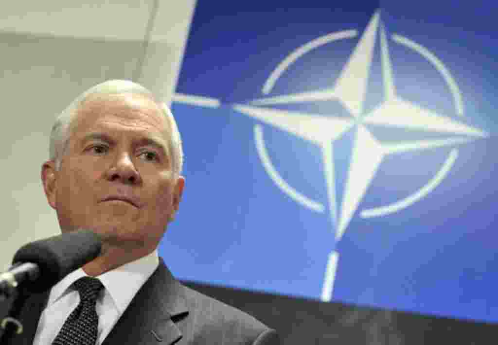U.S. Defense Secretary Gates holds a news conference at a NATO defense ministers meeting at the Alliance headquarters in Brussels, March 10, 2011