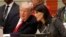 United States President Donald Trump speaks with U.S. Ambassador to the United Nations Nikki Haley before a meeting during the United Nations General Assembly at U.N. headquarters, Sept. 18, 2017.